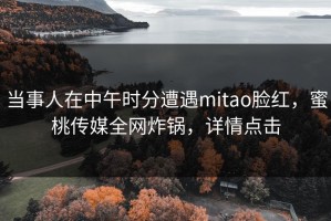 当事人在中午时分遭遇mitao脸红，蜜桃传媒全网炸锅，详情点击