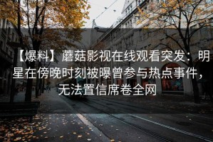 【爆料】蘑菇影视在线观看突发：明星在傍晚时刻被曝曾参与热点事件，无法置信席卷全网