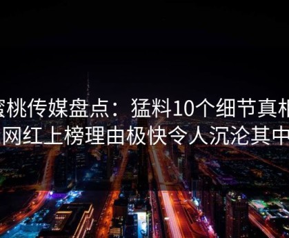蜜桃传媒盘点：猛料10个细节真相，网红上榜理由极快令人沉沦其中