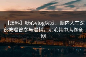 【爆料】糖心vlog突发：圈内人在深夜被曝曾参与爆料，沉沦其中席卷全网