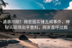 清晨刚刚！微密圈实锤丑闻事件，神秘人现场出乎意料，网友直呼过瘾