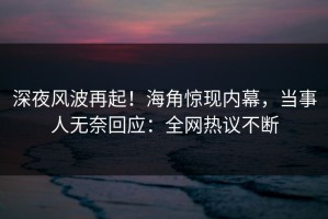 深夜风波再起！海角惊现内幕，当事人无奈回应：全网热议不断