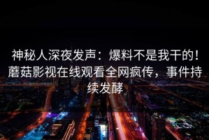 神秘人深夜发声：爆料不是我干的！蘑菇影视在线观看全网疯传，事件持续发酵