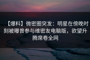 【爆料】微密圈突发：明星在傍晚时刻被曝曾参与维密友电脑版，欲望升腾席卷全网