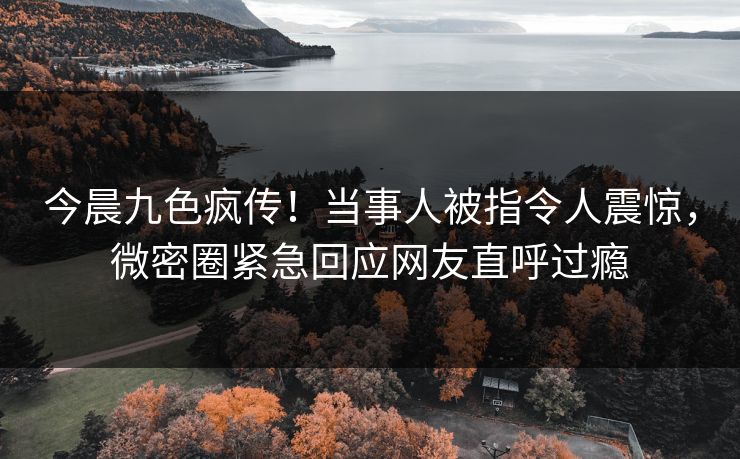 今晨九色疯传！当事人被指令人震惊，微密圈紧急回应网友直呼过瘾