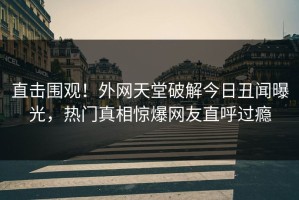 直击围观！外网天堂破解今日丑闻曝光，热门真相惊爆网友直呼过瘾