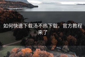 如何快速下载汤不热下载，官方教程来了