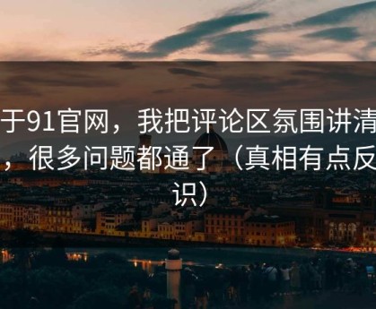 关于91官网，我把评论区氛围讲清楚后，很多问题都通了（真相有点反常识）