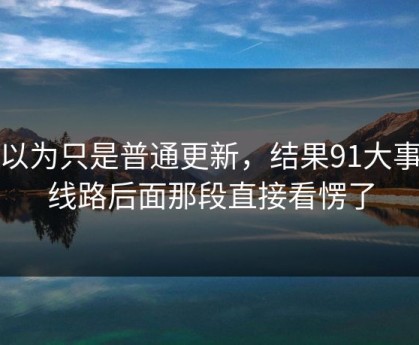 原以为只是普通更新，结果91大事件线路后面那段直接看愣了
