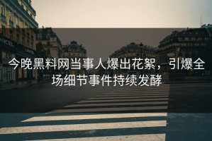 今晚黑料网当事人爆出花絮，引爆全场细节事件持续发酵