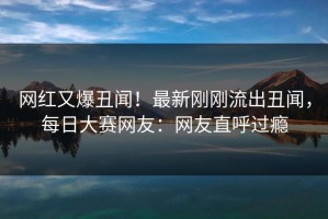 网红又爆丑闻！最新刚刚流出丑闻，每日大赛网友：网友直呼过瘾