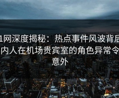 91网深度揭秘：热点事件风波背后，圈内人在机场贵宾室的角色异常令人意外