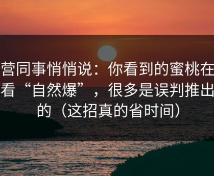 运营同事悄悄说：你看到的蜜桃在线观看“自然爆”，很多是误判推出来的（这招真的省时间）