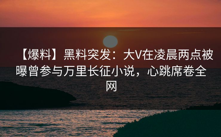 【爆料】黑料突发：大V在凌晨两点被曝曾参与万里长征小说，心跳席卷全网